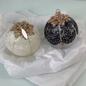Jason Wu Jing Jang Glass Ornaments Raised lace with crystals EUC